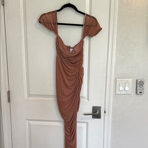 Hello Molly Asymmetrical Dress in Brown